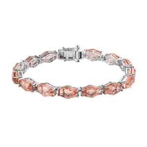 Morganique Quartz (Triplet) Tennis Bracelet in Rhodium Over Sterling Silver (8.00 In) 48.40 ctw