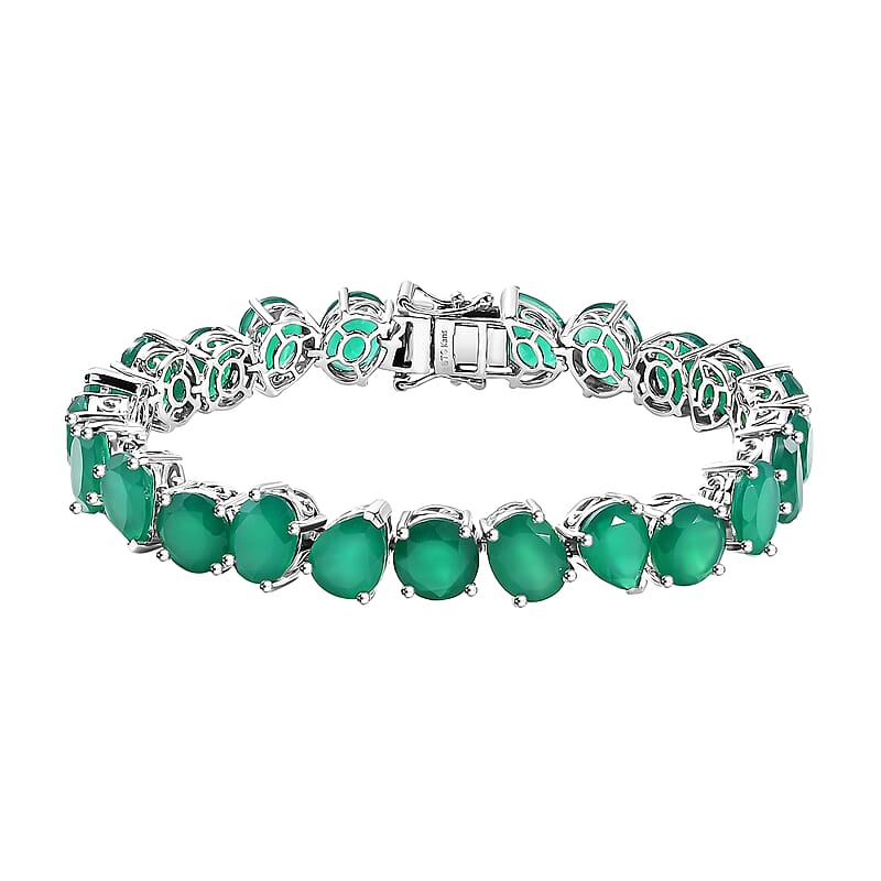 Karis Green Onyx 40.60 ctw Bracelet in Platinum Bond (7.25 In)