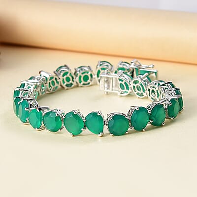 Karis Green Onyx 40.60 ctw Bracelet in Platinum Bond (7.25 In)