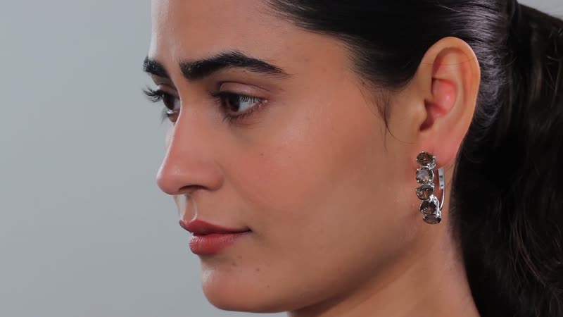 TLV Karis Brazilian Smoky Quartz Hoop Earrings in Platinum Bond 16.40 ctw