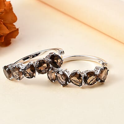 Karis Brazilian Smoky Quartz 16.40 ctw Hoop Earrings in Platinum Bond