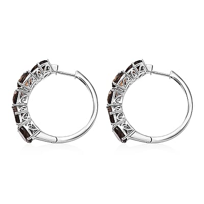 Karis Brazilian Smoky Quartz 16.40 ctw Hoop Earrings in Platinum Bond