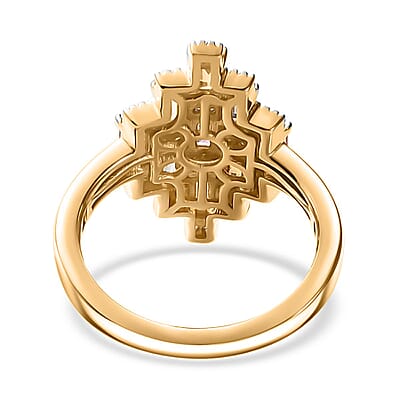 D'Joy Multi Sapphire and Moissanite 1.15 ctw Art Deco Ring in 18K Vermeil Yellow Gold Over Sterling Silver (Size 10.0)