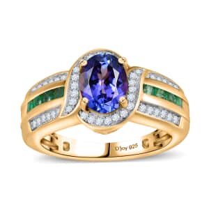 Tanzanite and Multi Gemstone Euphoria Ring in 18K Vermeil Yellow Gold Over Sterling Silver (Size 10.0) 1.75 ctw