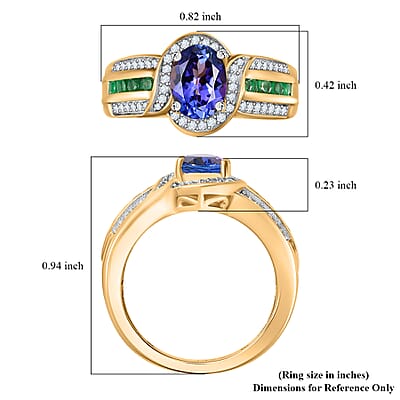 Tanzanite and Multi Gemstone Euphoria Ring in 18K Vermeil Yellow Gold Over Sterling Silver (Size 10.0) 1.75 ctw