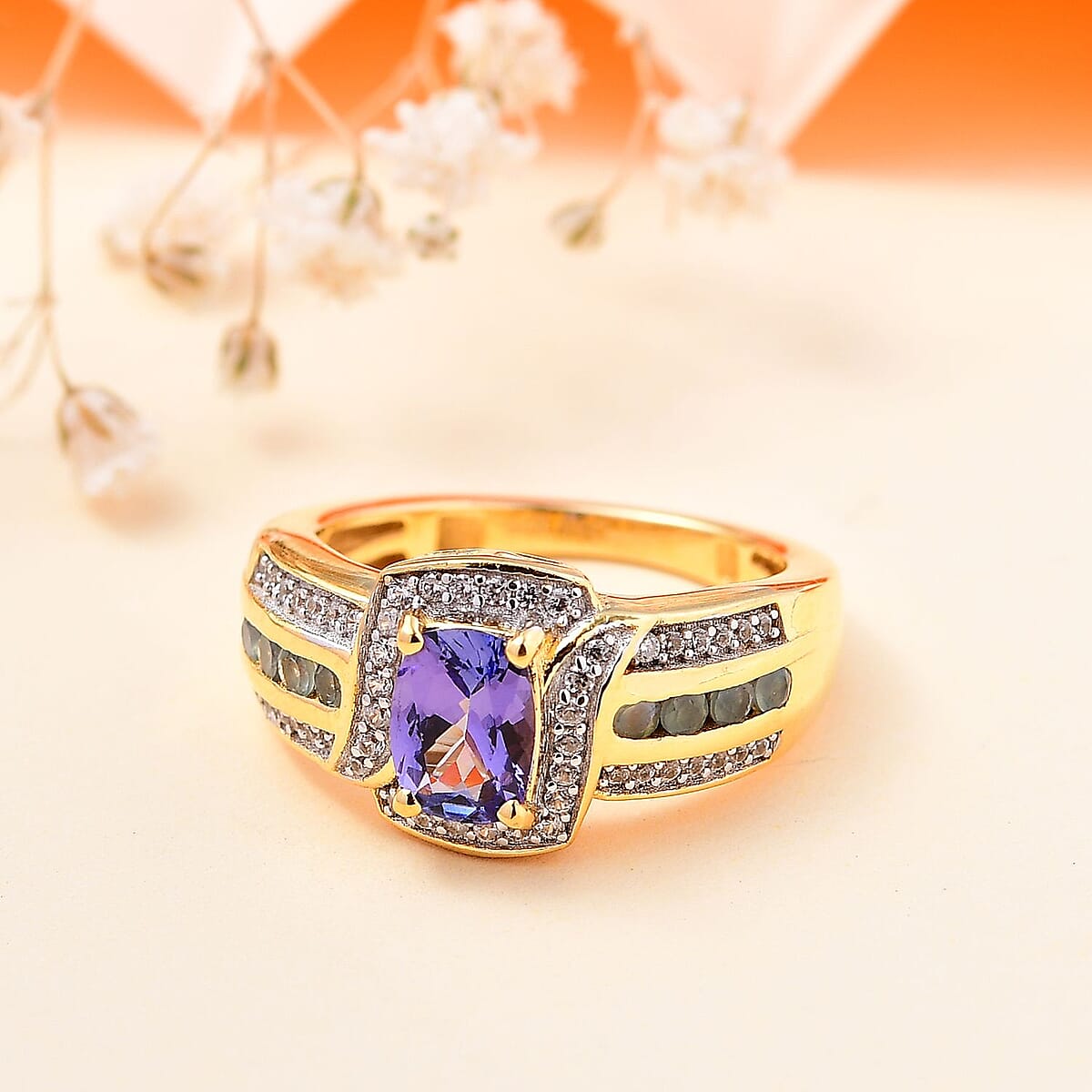 Tanzanite and Multi Gemstone Euphoria Ring in 18K Vermeil Yellow Gold Over Sterling Silver (Size 8.0) 1.70 ctw image number 1