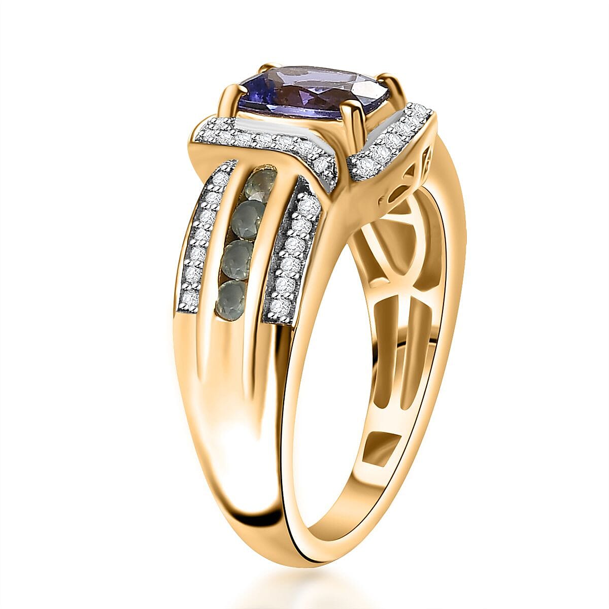 Tanzanite and Multi Gemstone Euphoria Ring in 18K Vermeil Yellow Gold Over Sterling Silver (Size 8.0) 1.70 ctw image number 3