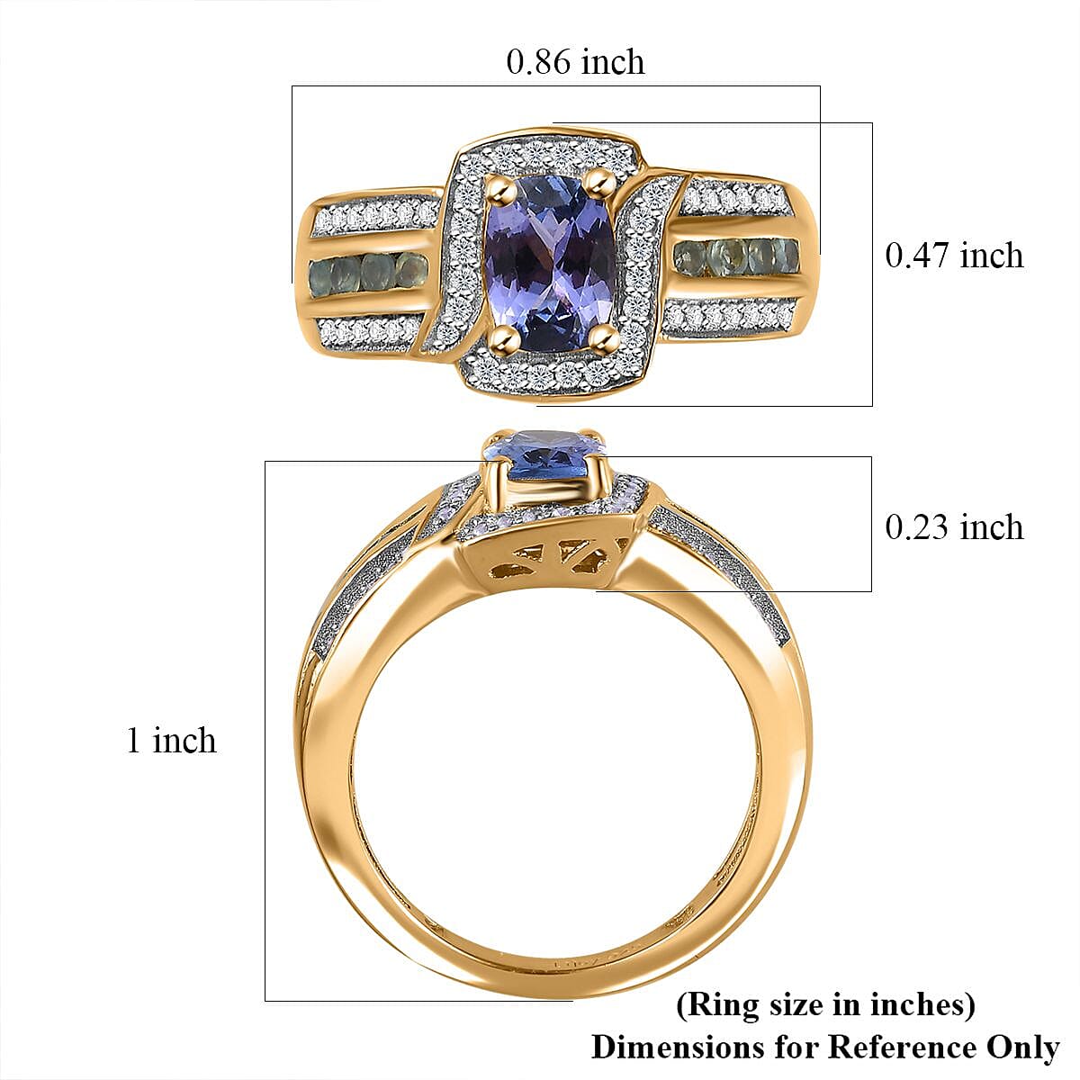 Tanzanite and Multi Gemstone Euphoria Ring in 18K Vermeil Yellow Gold Over Sterling Silver (Size 8.0) 1.70 ctw image number 5
