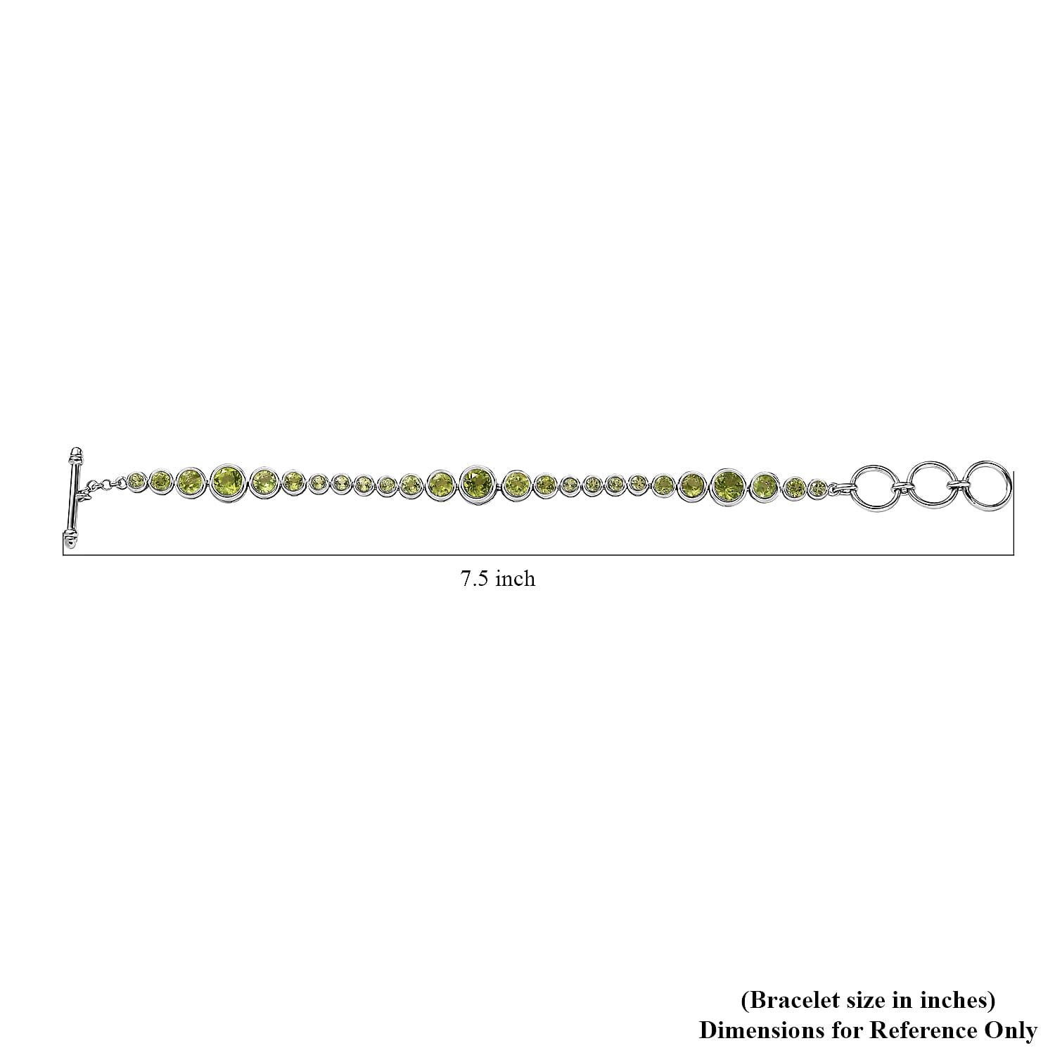 Karis Peridot Bracelet in Platinum Bond (6.50-8.00In) 9.00 ctw