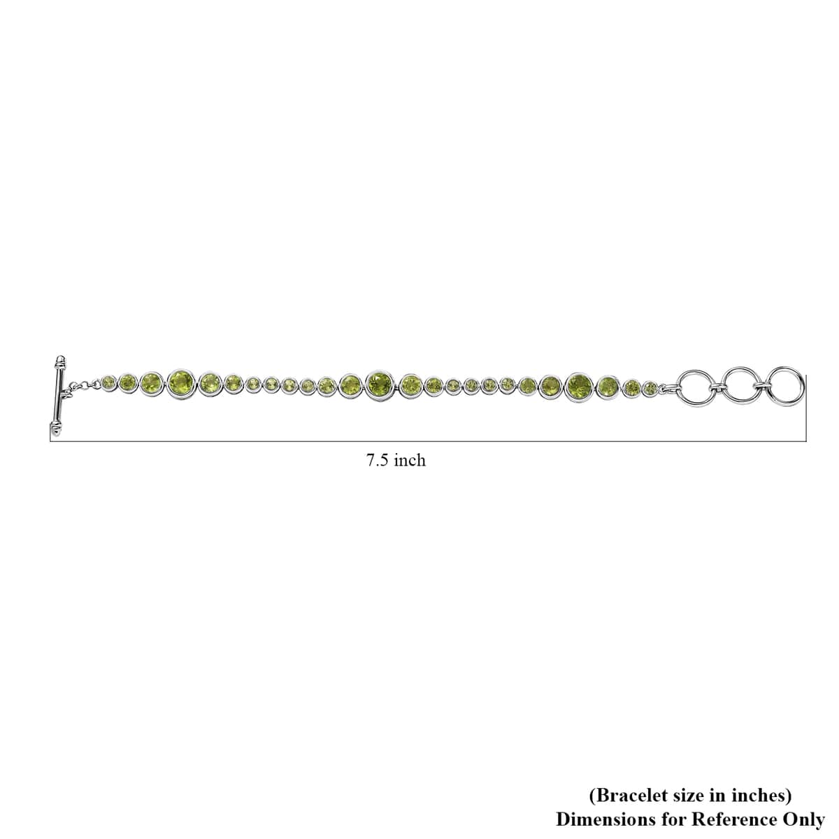 Karis Peridot Bracelet in Platinum Bond (6.50-8.00In) 9.00 ctw image number 4