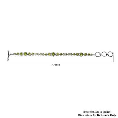 Karis Peridot Bracelet in Platinum Bond (6.50-8.00In) 9.00 ctw