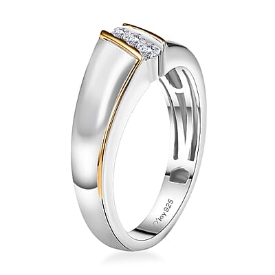 Moissanite 0.35 ctw Men's Ring in 14K YG and Rhodium Over Sterling Silver (Size 10.0)