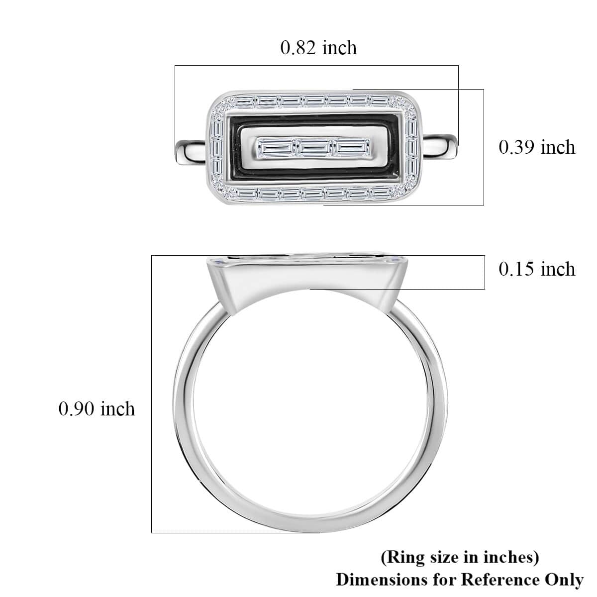 Clarte Black Tie Collection Moissanite and Black Enameled Ring in Platinum Over Sterling Silver 0.35 ctw image number 4