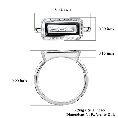 Clarte Black Tie Collection Moissanite and Black Enameled Ring in Platinum Over Sterling Silver (Size 10.0) 0.35 ctw
