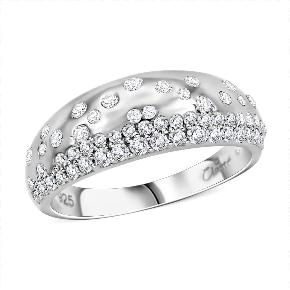 Clarte Sul Mare Collection Moissanite Ring in Platinum Over Sterling Silver (Size 10.0) 0.60 ctw image number 0