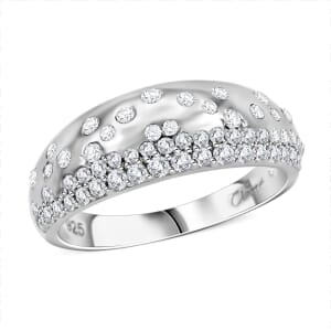 Clarte Sul Mare Collection Moissanite Ring in Platinum Over Sterling Silver (Size 10.0) 0.60 ctw