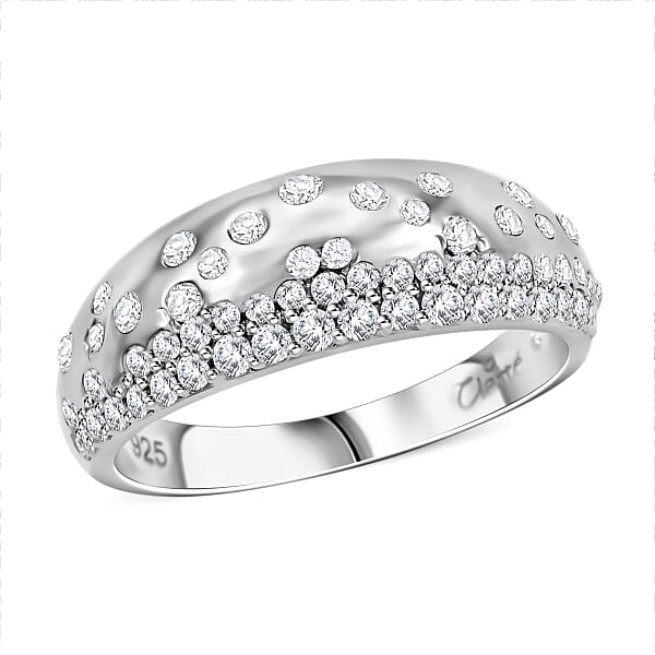 Clarte Sul Mare Collection Moissanite Ring in Platinum Over Sterling Silver (Size 10.0) 0.60 ctw