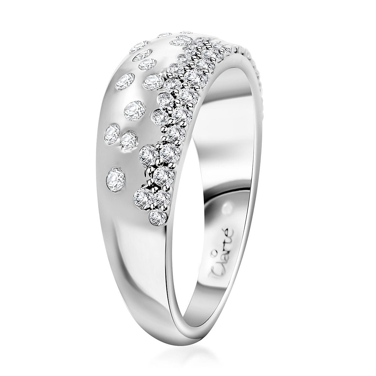 Clarte Sul Mare Collection Moissanite Ring in Platinum Over Sterling Silver (Size 10.0) 0.60 ctw