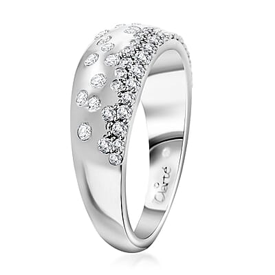 Clarte Sul Mare Collection Moissanite Ring in Platinum Over Sterling Silver (Size 10.0) 0.60 ctw
