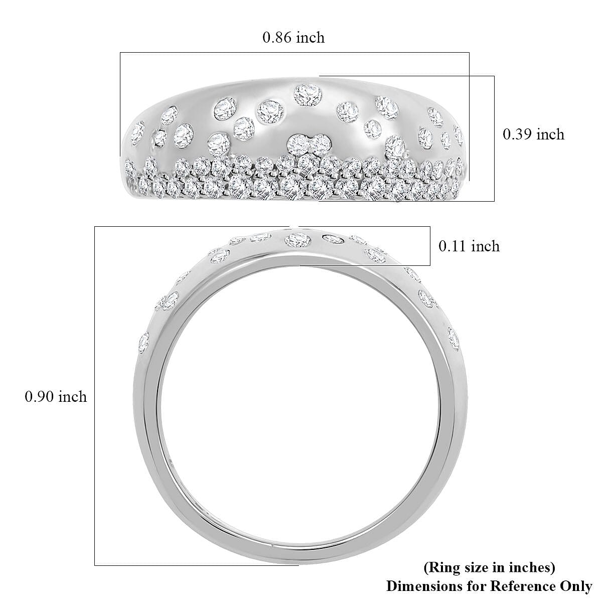 Clarte Sul Mare Collection Moissanite Ring in Platinum Over Sterling Silver (Size 10.0) 0.60 ctw
