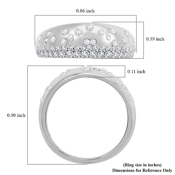 Clarte Sul Mare Collection Moissanite Ring in Platinum Over Sterling Silver (Size 10.0) 0.60 ctw