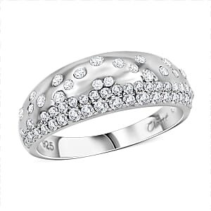 Clarte Sul Mare Collection Moissanite Ring in Platinum Over Sterling Silver (Size 5.0) 0.60 ctw