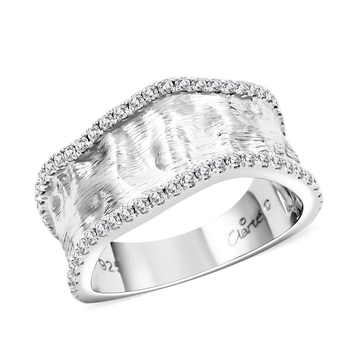 Clarte Sable Collection Moissanite Ring in Platinum Over Sterling Silver (Size 9.0) 0.50 ctw image number 0