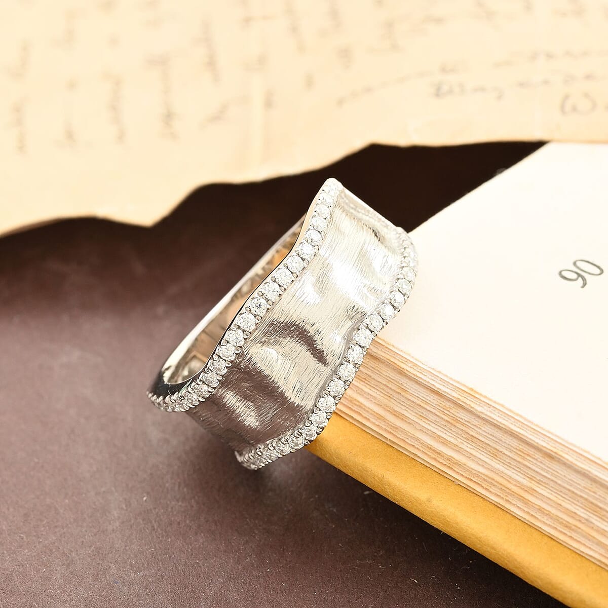 Clarte Sable Collection Moissanite Ring in Platinum Over Sterling Silver (Size 9.0) 0.50 ctw image number 1