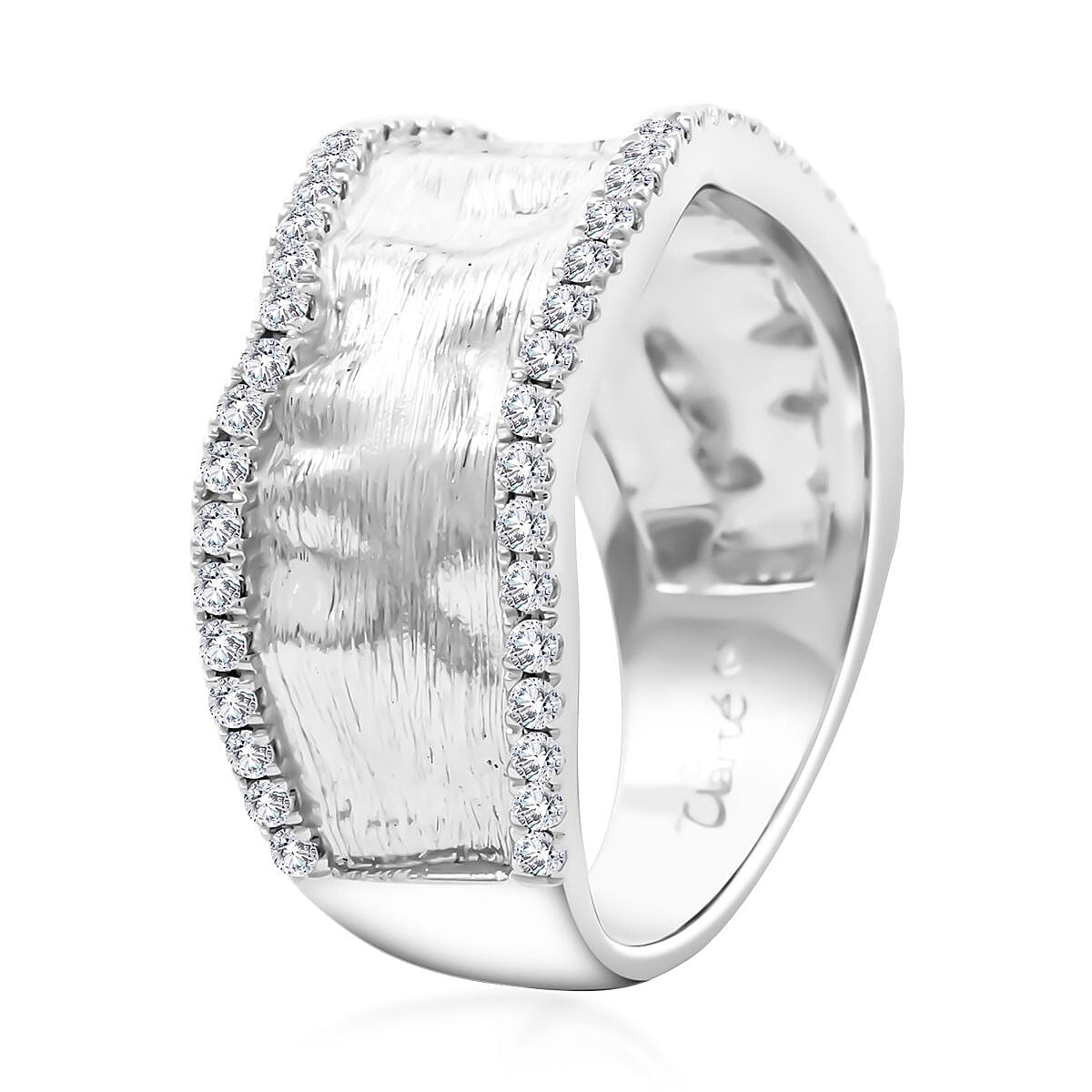 Clarte Sable Collection Moissanite Ring in Platinum Over Sterling Silver (Size 9.0) 0.50 ctw image number 3