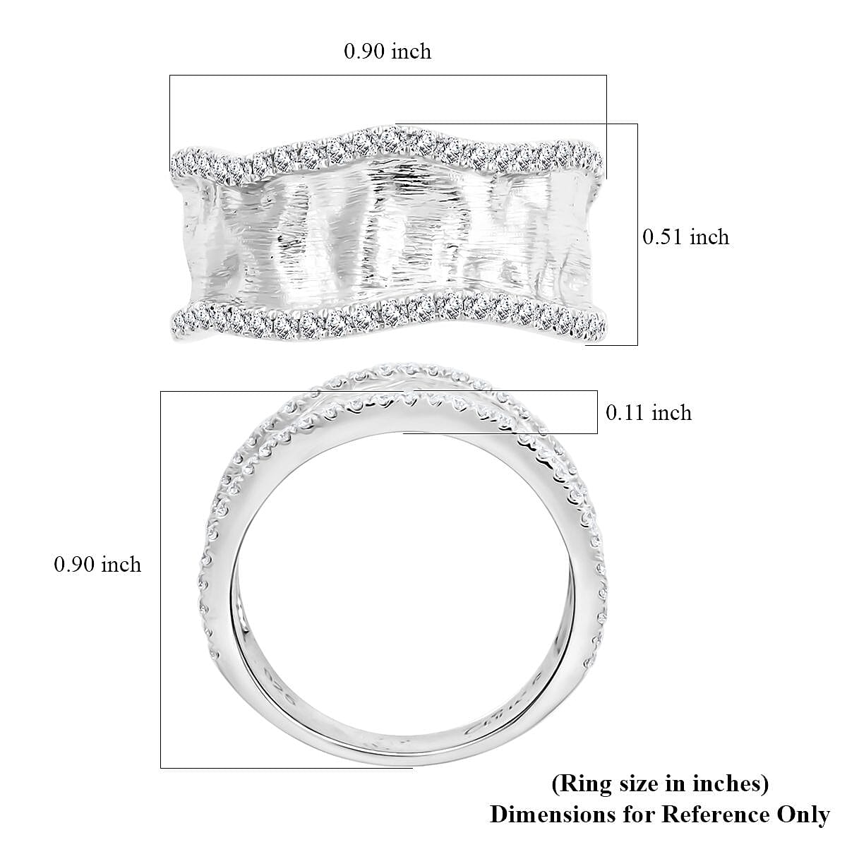 Clarte Sable Collection Moissanite Ring in Platinum Over Sterling Silver (Size 9.0) 0.50 ctw image number 4