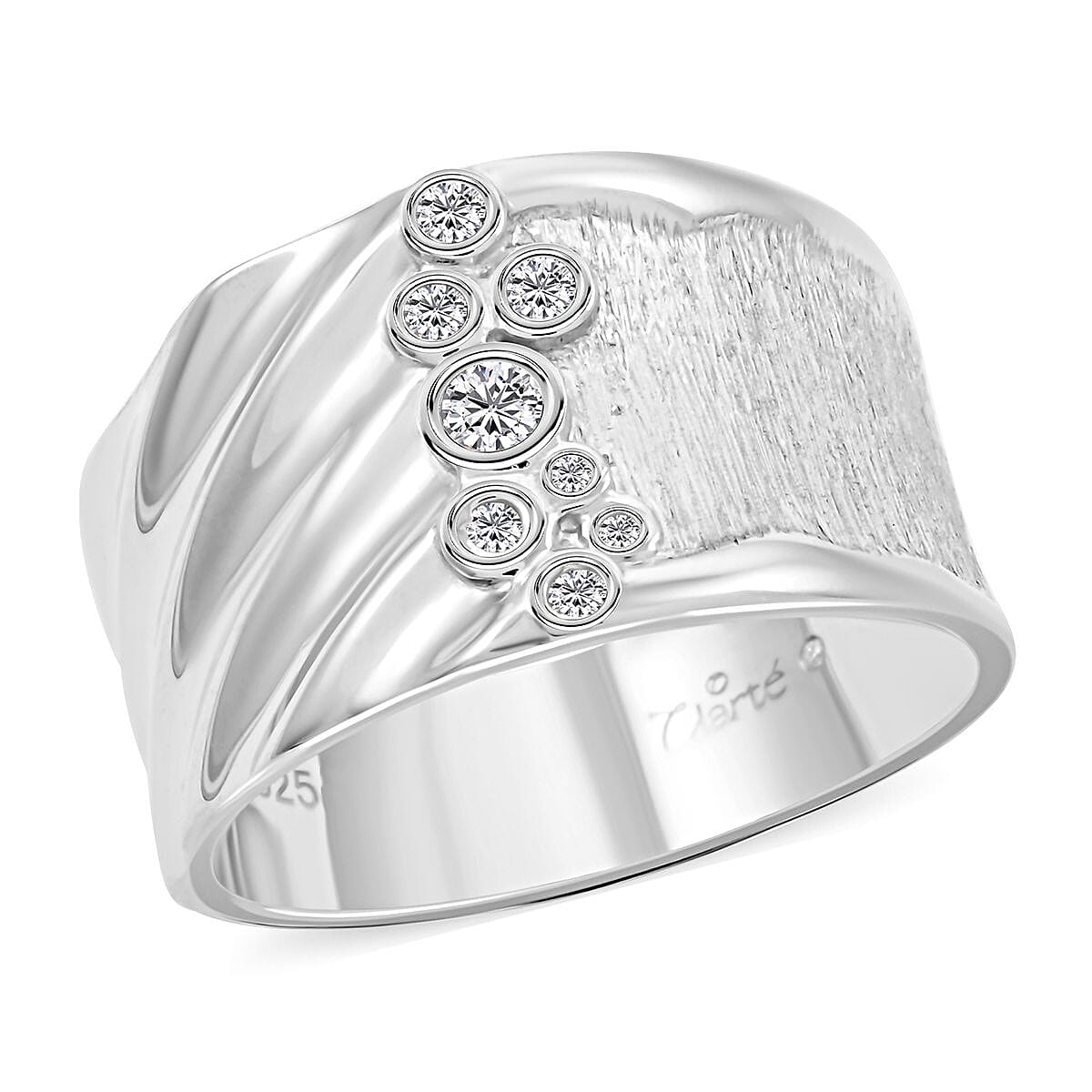 Clarte Kaleidoscope Collection Moissanite Ring in Platinum Over Sterling Silver (Size 6.0) 0.25 ctw