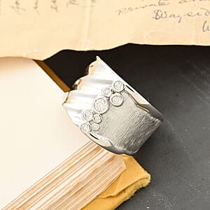 Clarte Kaleidoscope Collection Moissanite Ring in Platinum Over Sterling Silver (Size 8.0) 0.25 ctw