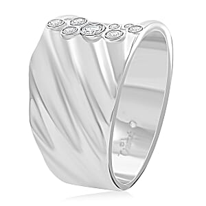 Clarte Kaleidoscope Collection Moissanite Ring in Platinum Over Sterling Silver (Size 8.0) 0.25 ctw