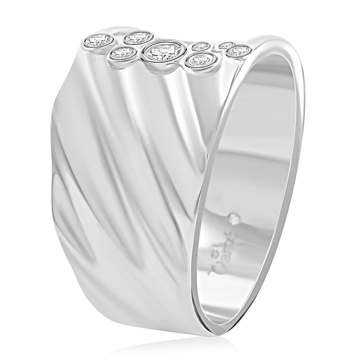 Clarte Kaleidoscope Collection Moissanite Ring in Platinum Over Sterling Silver (Size 9.0) 0.25 ctw