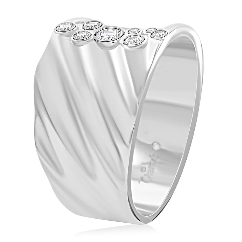 Clarte Kaleidoscope Collection Moissanite Ring in Platinum Over Sterling Silver (Size 9.0) 0.25 ctw