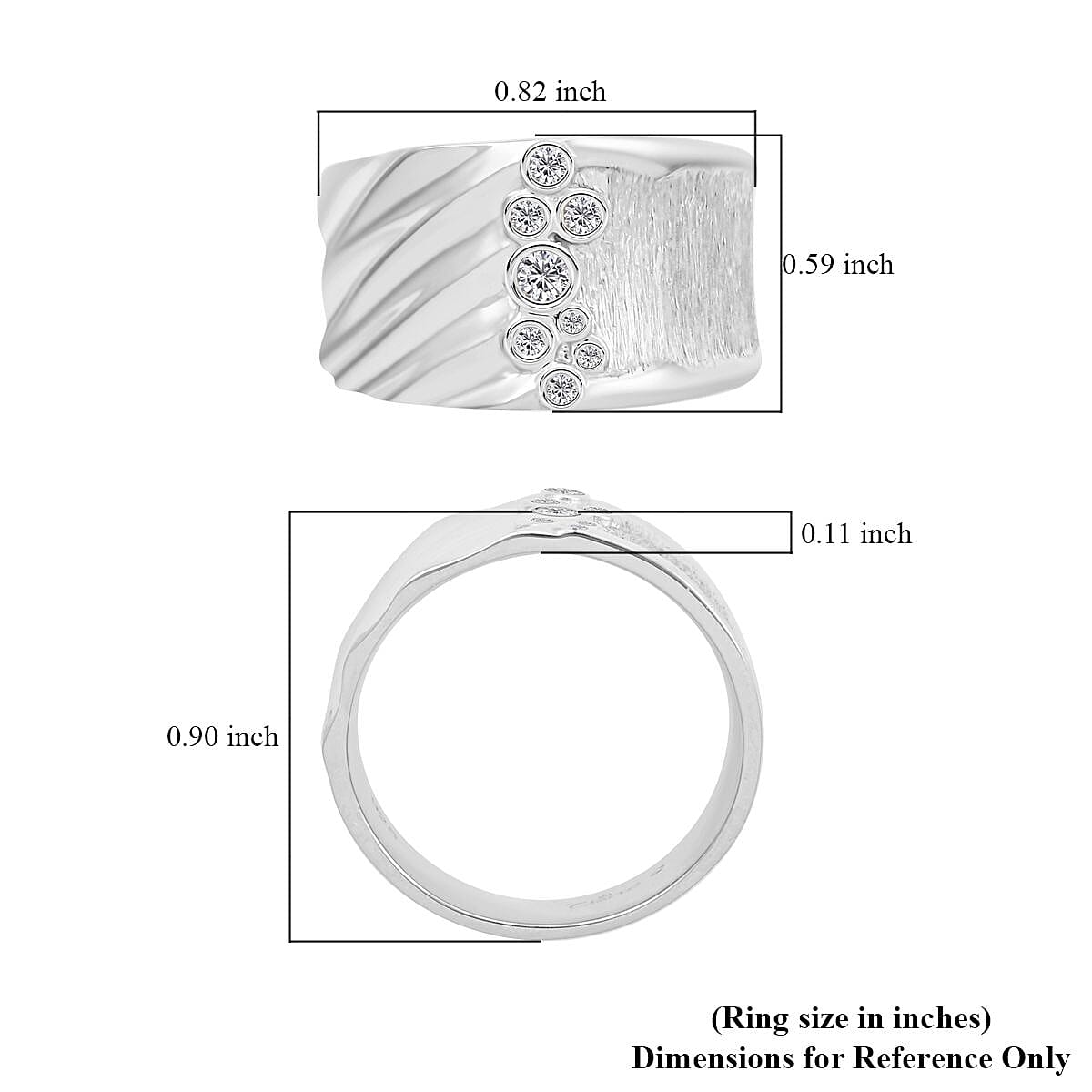 Clarte Kaleidoscope Collection Moissanite Ring in Platinum Over Sterling Silver (Size 9.0) 0.25 ctw