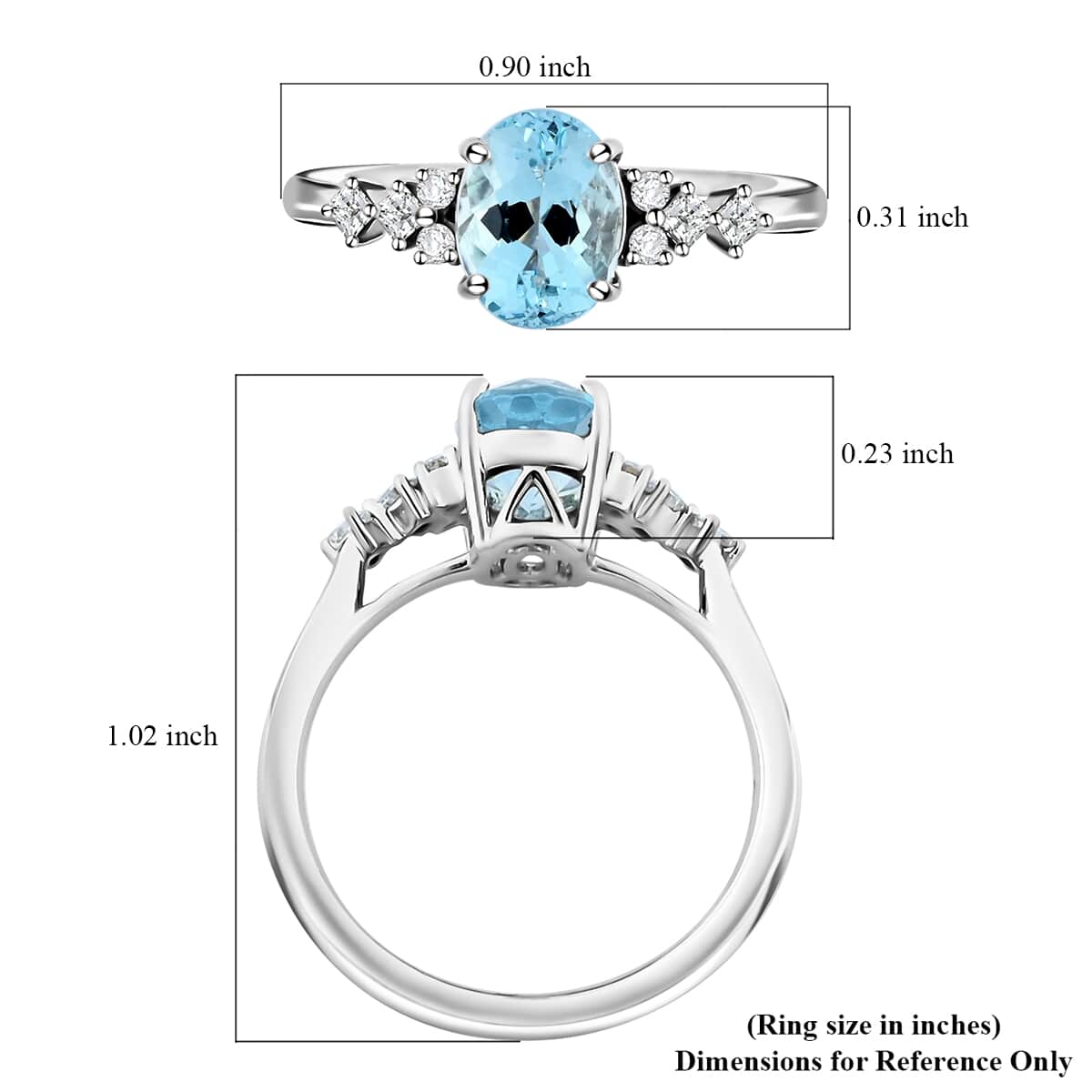 One Time Only Certified & Appraised Luxoro 14K White Gold AAA Santa Maria Aquamarine, Diamond (G-H, I2) (0.17 cts) Ring (Size 10.0) (Del. in 10-12 Days) 1.50 ctw image number 4