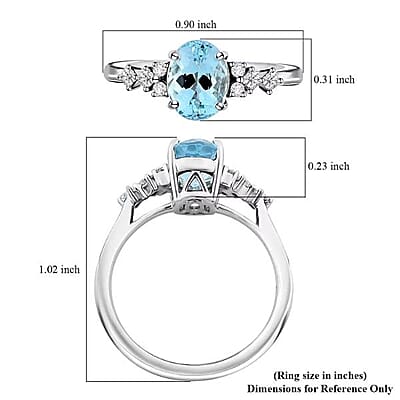 Certified & Appraised Luxoro AAA Santa Maria Aquamarine, Diamond Ring in 14K White Gold 1.50 ctw (Size 11.0)
