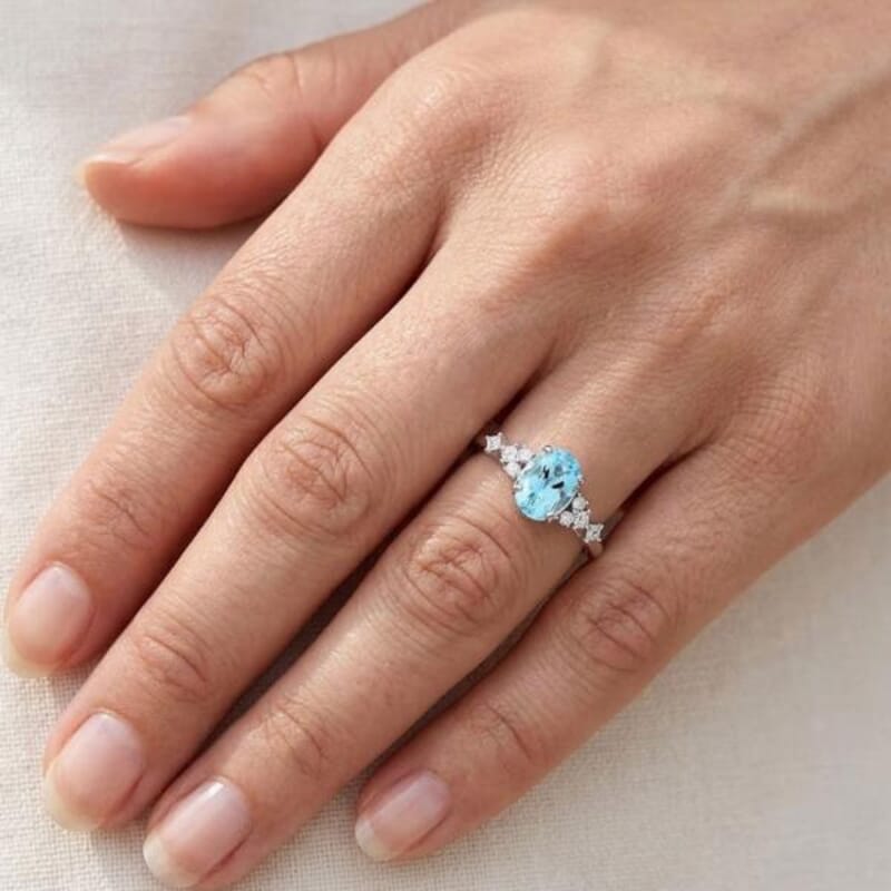 Certified & Appraised Luxoro AAA Santa Maria Aquamarine, Diamond Ring in 14K White Gold 1.50 ctw (Size 6.0)