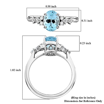 Certified & Appraised Luxoro AAA Santa Maria Aquamarine, Diamond Ring in 14K White Gold 1.50 ctw (Size 6.0)