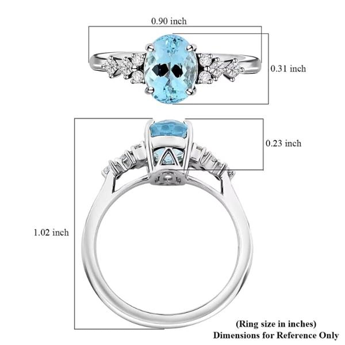 Certified & Appraised Luxoro AAA Santa Maria Aquamarine, Diamond Ring in 14K White Gold 1.50 ctw (Size 6.5) image number 5