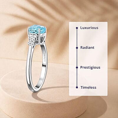 Certified & Appraised Luxoro AAA Santa Maria Aquamarine and G-H I2 Diamond 1.50 ctw Ring in 14K White Gold (Size 7.0)