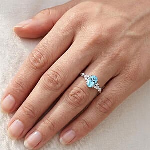 Certified & Appraised Luxoro AAA Santa Maria Aquamarine, Diamond Ring in 14K White Gold 1.50 ctw (Size 8.5)