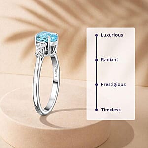 Certified & Appraised Luxoro AAA Santa Maria Aquamarine, Diamond Ring in 14K White Gold 1.50 ctw (Size 8.5)