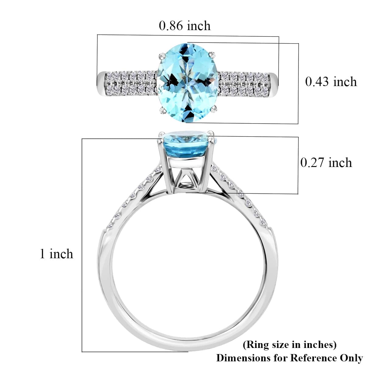 Certified & Appraised Luxoro AAA Santa Maria Aquamarine and G-H I2 Diamond 2.00 ctw Ring in 14K White Gold image number 4