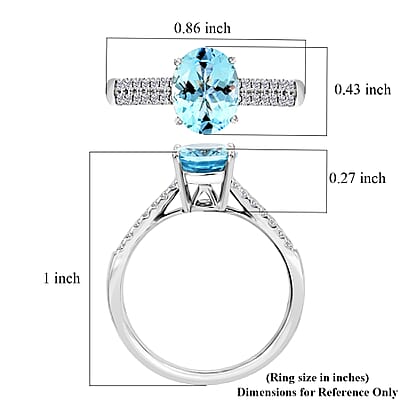 Certified & Appraised Luxoro AAA Santa Maria Aquamarine and G-H I2 Diamond 2.00 ctw Ring in 14K White Gold (Size 7.0)