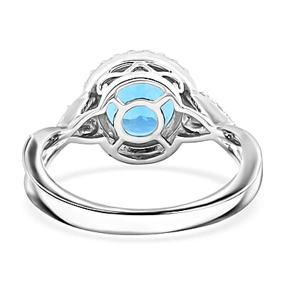Certified & Appraised Luxoro AAA Santa Maria Aquamarine and G-H I2 Diamond 2.05 ctw Ring in 14K White Gold (Size 11.0) 4 Grams