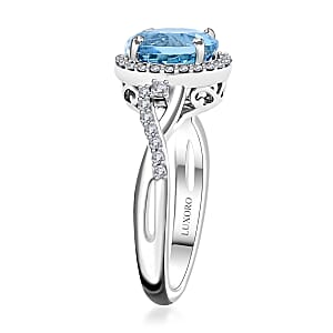 Certified & Appraised Luxoro AAA Santa Maria Aquamarine and G-H I2 Diamond 2.05 ctw Ring in 14K White Gold (Size 6.0) 4 Grams