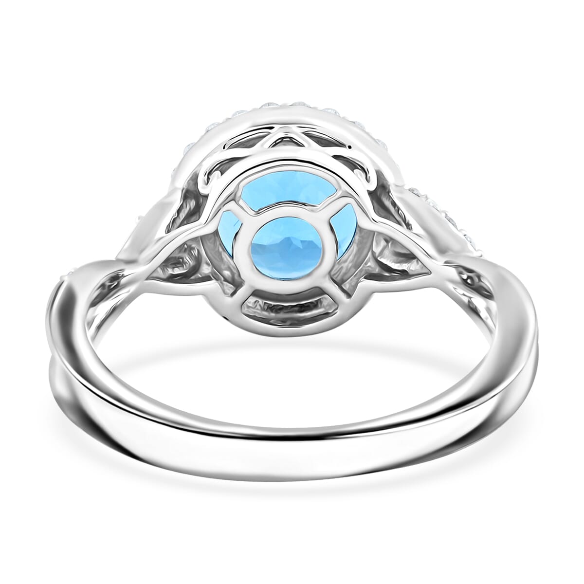 Certified & Appraised Luxoro AAA Santa Maria Aquamarine and G-H I2 Diamond 2.05 ctw Ring in 14K White Gold (Size 9.0) 4 Grams image number 4