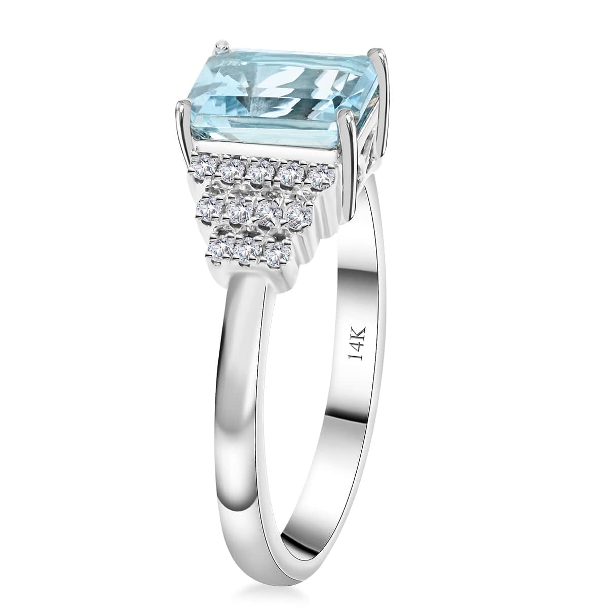 Certified & Appraised Luxoro 14K White Gold AAA Santa Maria Aquamarine, Diamond (G-H, I2) (0.20 cts) Ring (Size 10.0) (Del. in 10-12 Days) 1.85 ctw image number 3